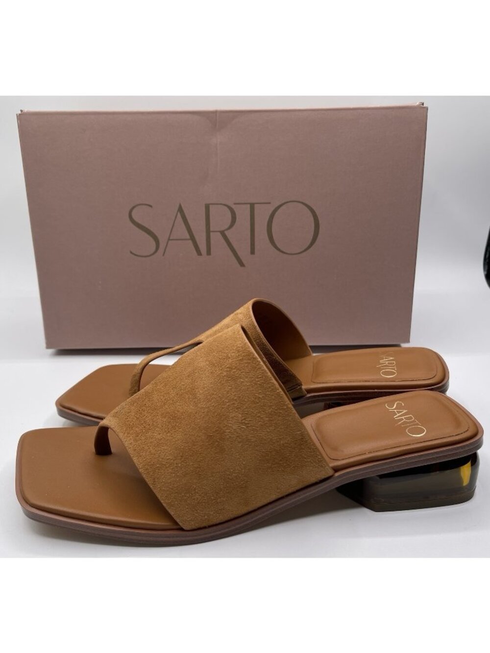 Franco Sarto Sandals Womens Size 8 Brown Tan A-Jimena Heeled Suede